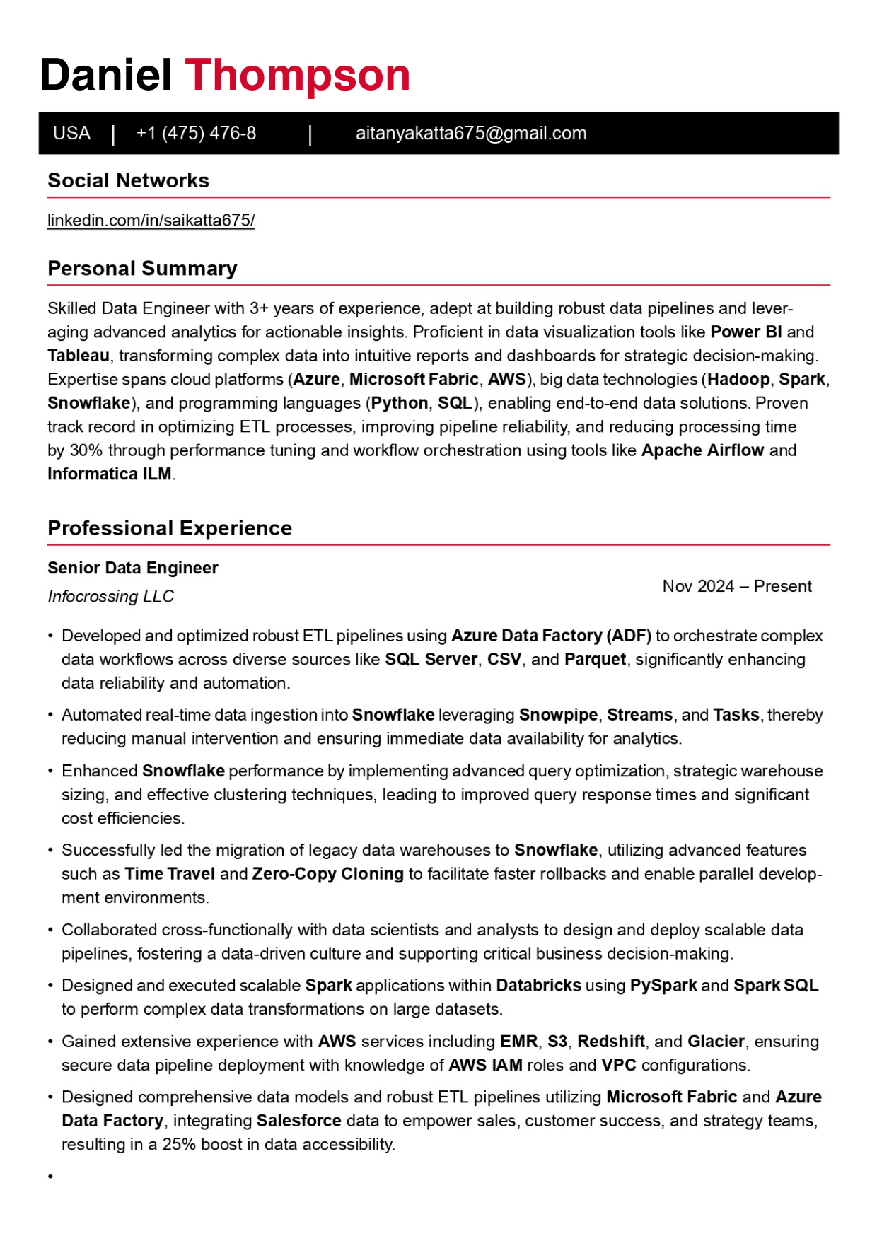 Black & Red Modern Template Resume Template